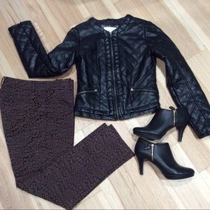 Elegant Black & Brown Textured Ann Taylor Pants